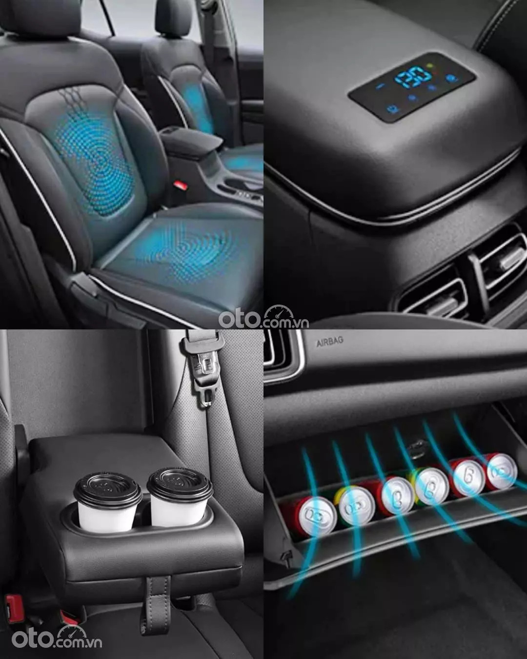 Cửa gió điều hòa hàng ghế sau và khu vực sạc trên Hyundai Creta.