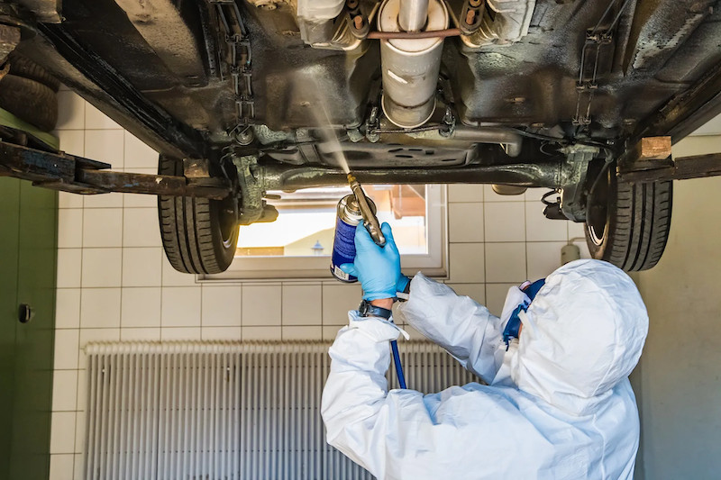 Hình ảnh gầm xe ô tô được bảo vệ, minh họa cho việc phủ gầm chống ẩm mốc