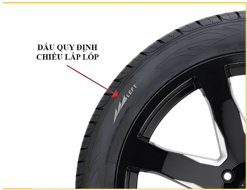 Lốp một chiều (lốp định hướng) với mũi tên chỉ chiều quay