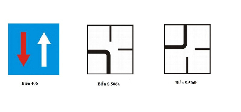 Nhóm biển báo 406, S.506a, S.506b hướng dẫn ưu tiên qua đường hẹp và hướng đường ưu tiên