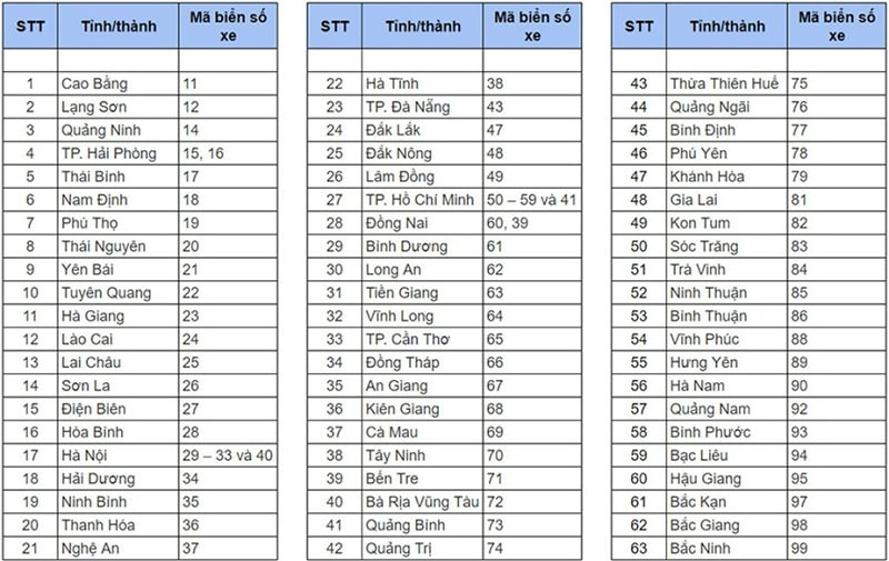 Tổng quan về biển số xe Việt Nam, cho thấy cấu trúc và màu sắc phổ biến trên biển kiểm soát xe cơ giới tại các tỉnh thành