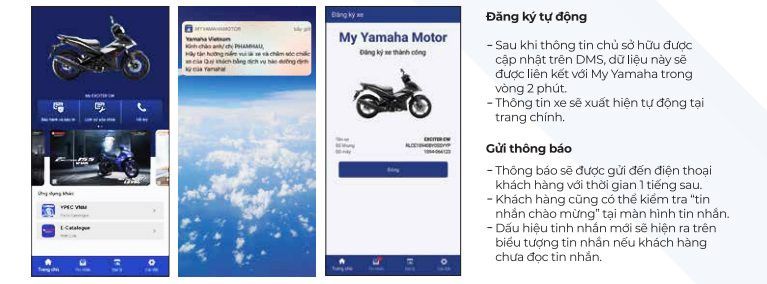 nhân viên đại lý Yamaha hỗ trợ cập nhật thông tin chủ xe trên ứng dụng kiểm tra xe máy