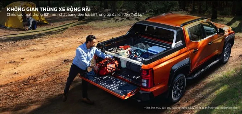 Thùng xe Mitsubishi Triton 2025 rộng rãi và tiện dụng